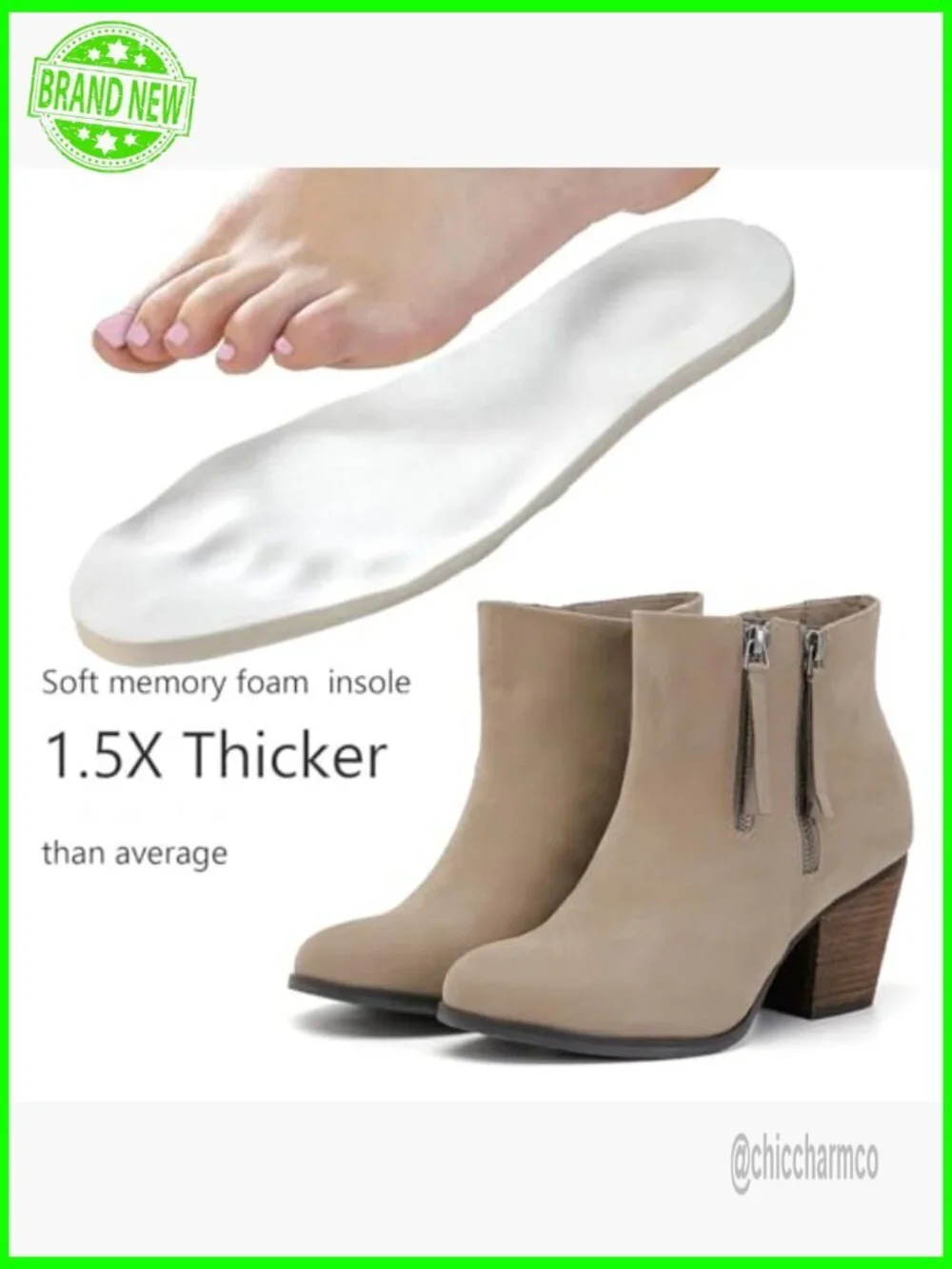 Wide Width Chunky Heel Ankle Booties Side Zip